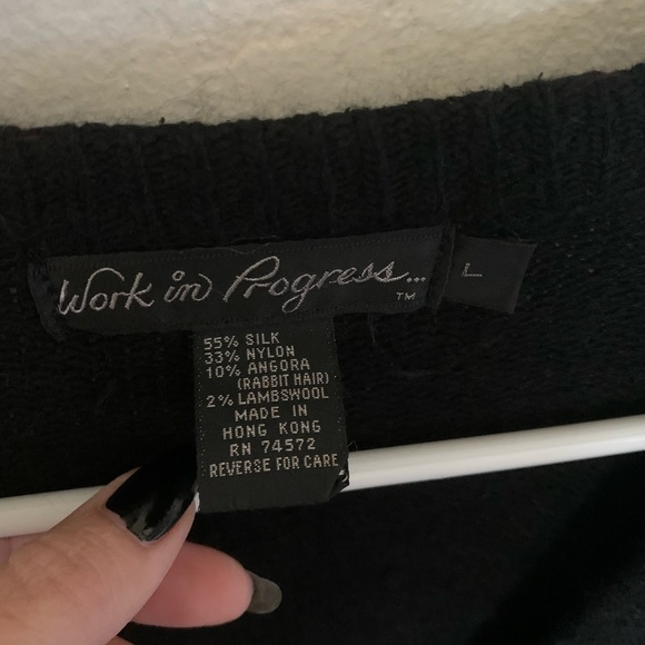 Vintage Work in Progress Large Cardigan Floral Sequin  silk angora wool blend - Picture 3 of 7